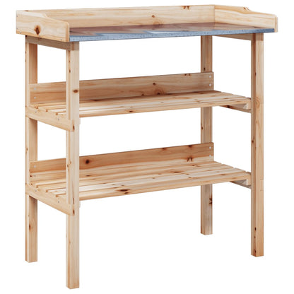 Tavolo Piante con Ripiani 78x38x,82,5cm Legno Massello Abete - homemem39