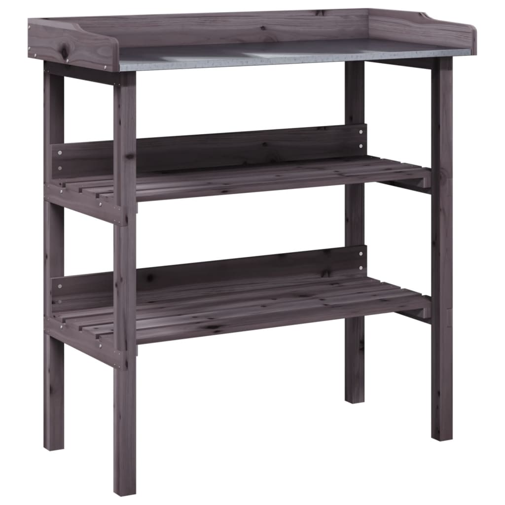 Tavolo Piante Ripiani Grigio 78x38x,82,5cm Legno Massello Abete | homemem39