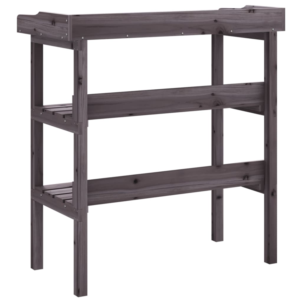 Tavolo Piante Ripiani Grigio 78x38x,82,5cm Legno Massello Abete | homemem39
