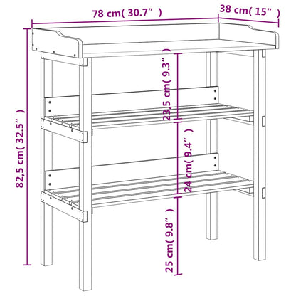 Tavolo Piante Ripiani Grigio 78x38x,82,5cm Legno Massello Abete | homemem39