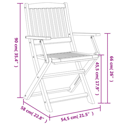 Sedie Giardino Pieghevoli 6 pz 54,5x58x90cm Massello Acacia