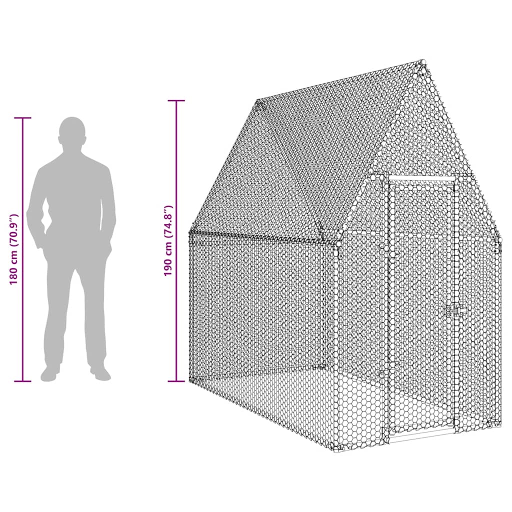 Gabbia per Polli Argento 200x100x190 cm in Acciaio Zincato | homemem39