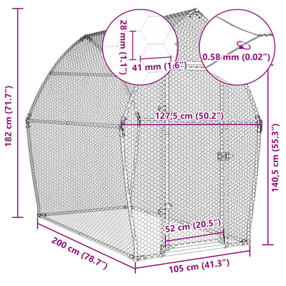 Gabbia per Polli Argento 200x105x182 cm in Acciaio Zincato | homemem39