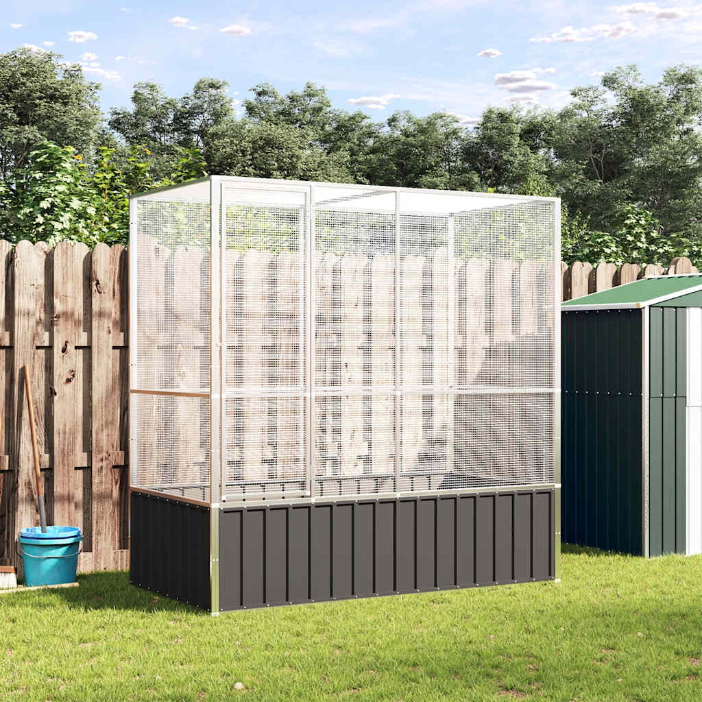 Voliera Argento 210,5x107x212 cm in Acciaio