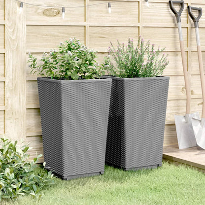 Fioriere da Giardino 2 pz Grigio Chiaro 32,5x32,5x57 cm in PP - homemem39