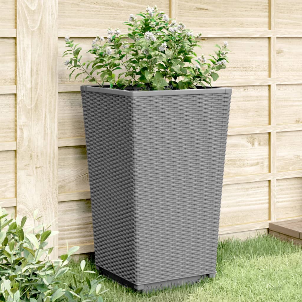 Fioriere da Giardino 2 pz Grigio Chiaro 32,5x32,5x57 cm in PP - homemem39