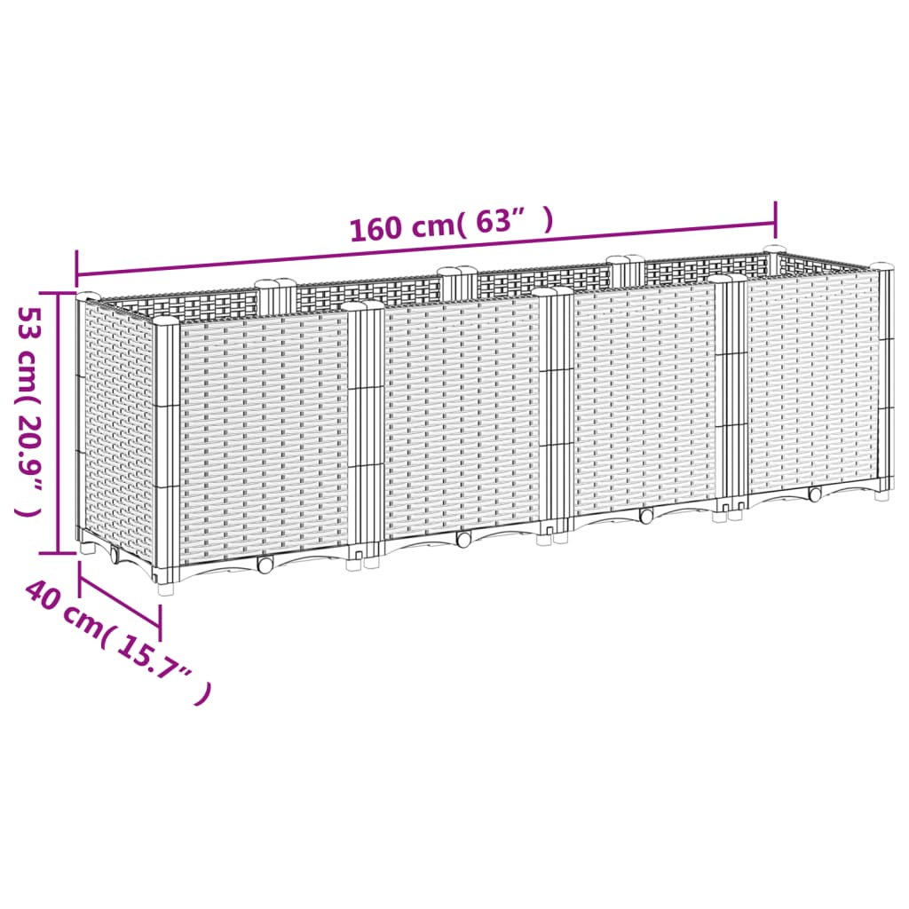 Fioriera da Giardino Nera 160x40x53 cm in PP | homemem39