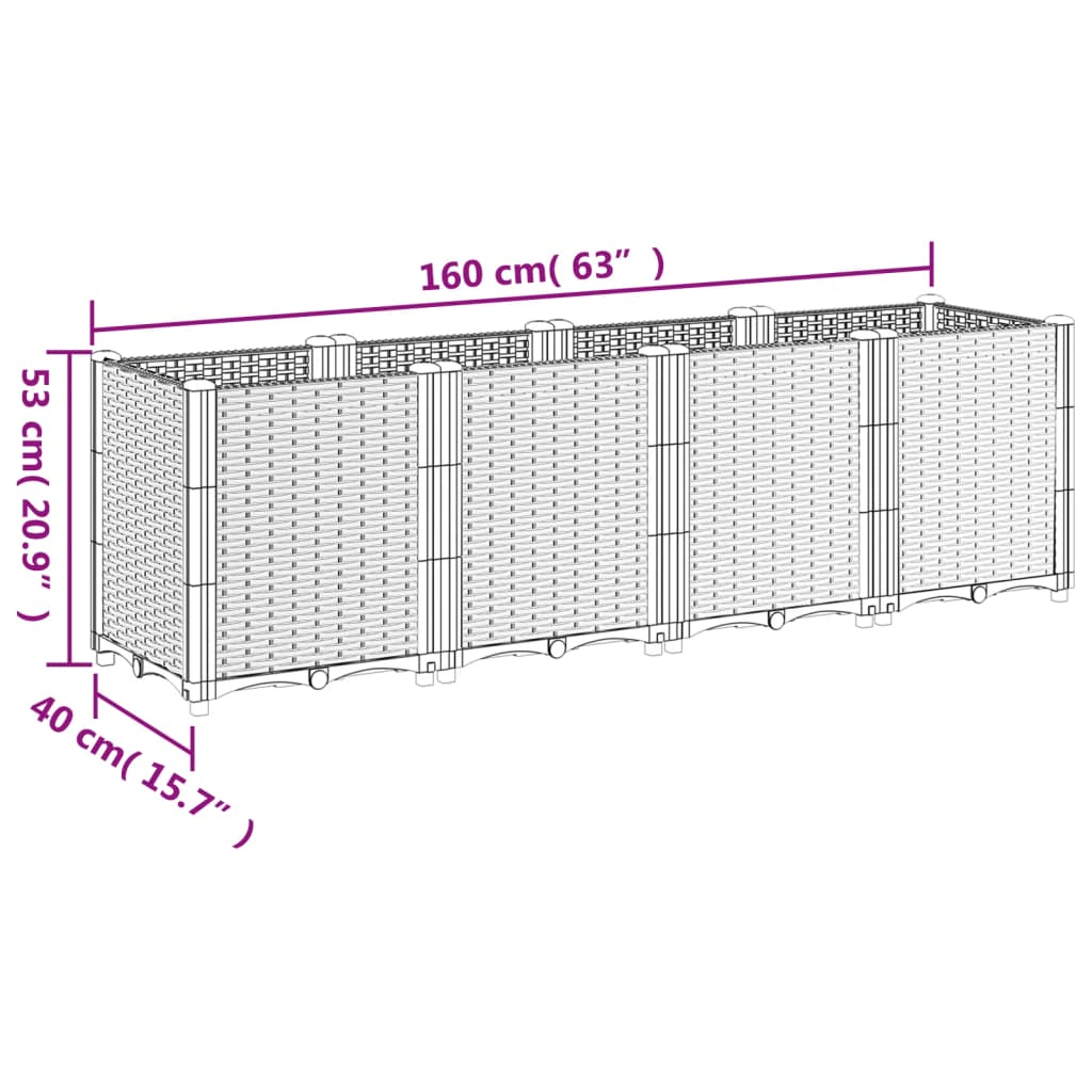 Fioriera da Giardino Bianca 160x40x53 cm in PP | homemem39