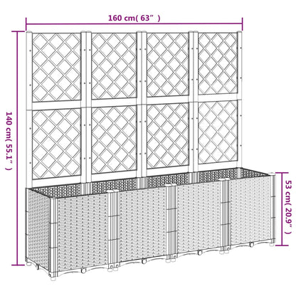 Fioriera Giardino con Traliccio Grigio Chiaro 160x40x140 cm PP | homemem39
