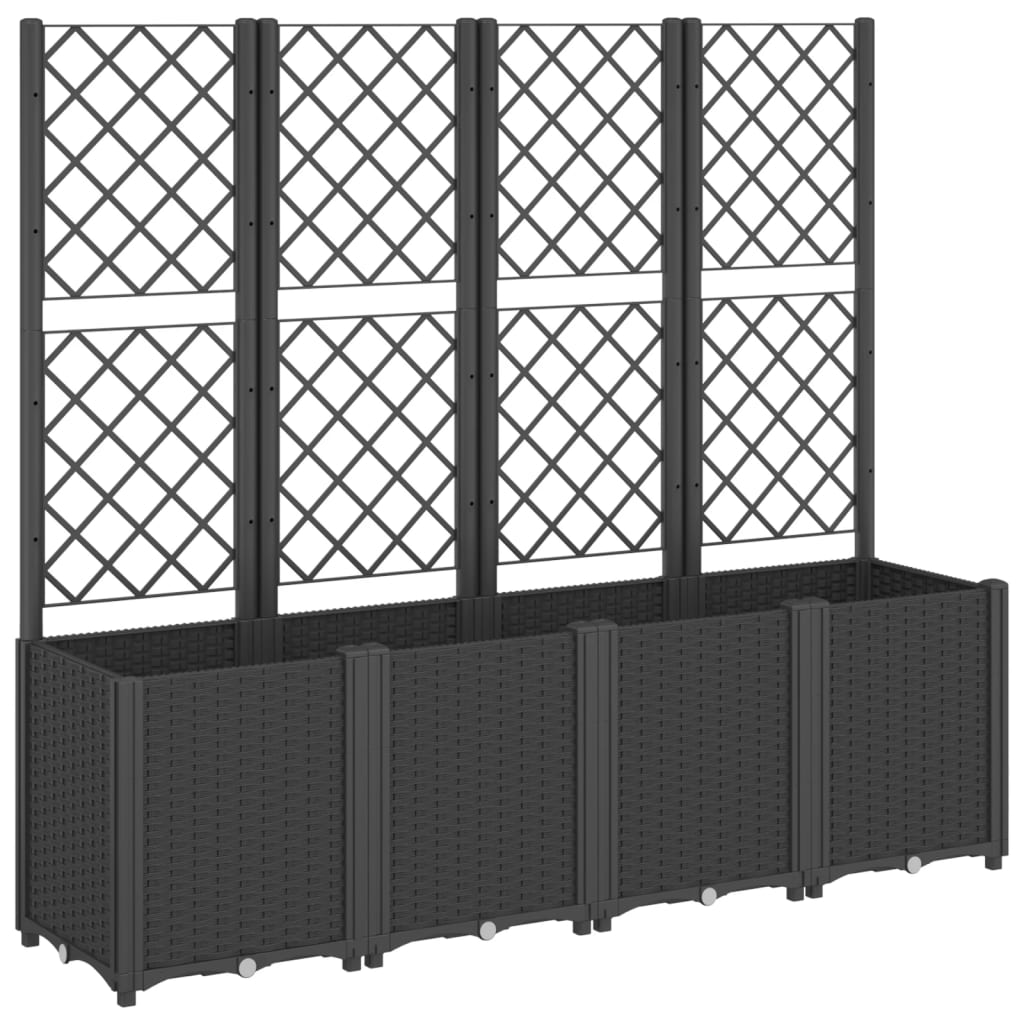 Fioriera da Giardino con Traliccio Nera 160x40x140 cm in PP | homemem39