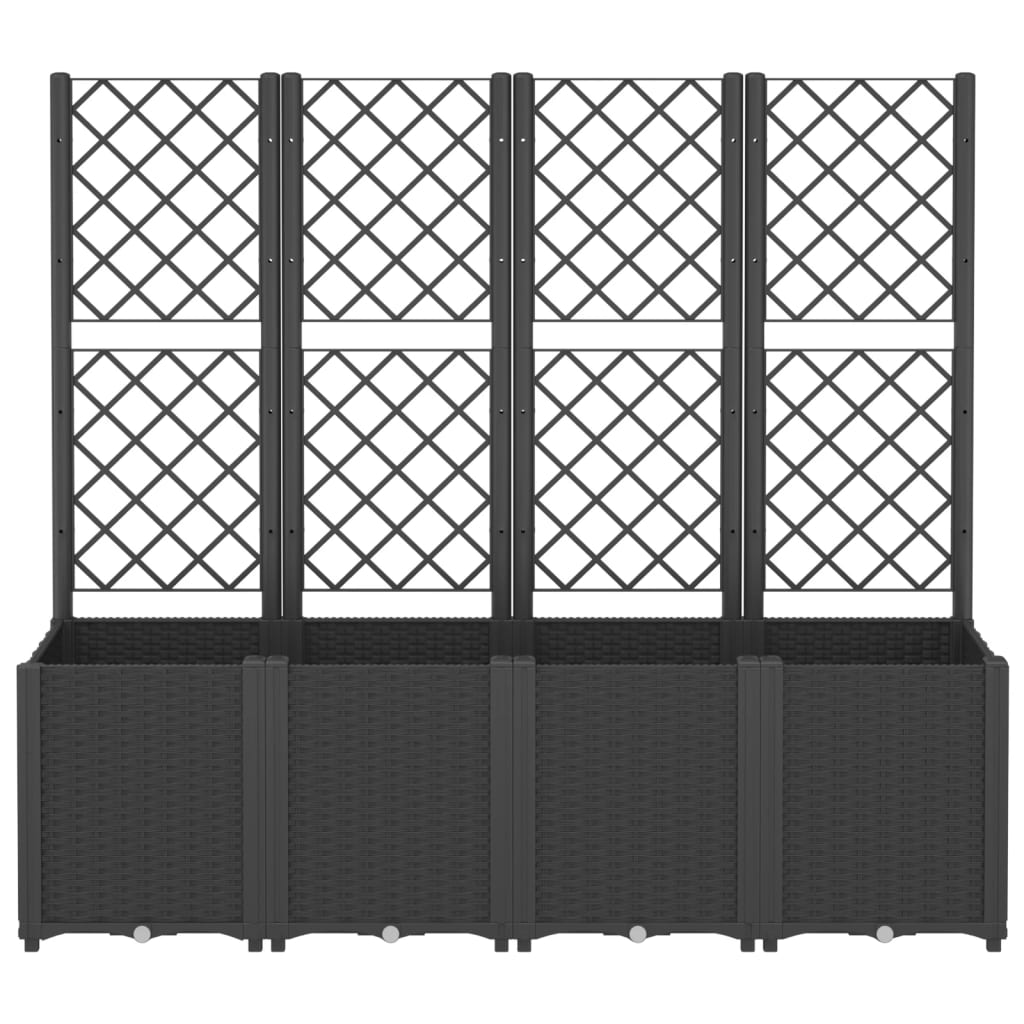Fioriera da Giardino con Traliccio Nera 160x40x140 cm in PP | homemem39