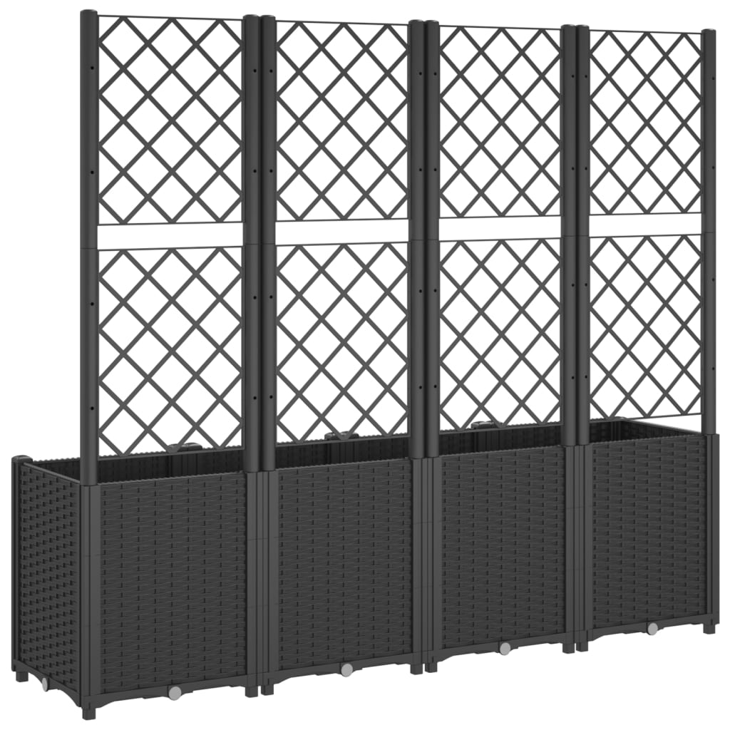 Fioriera da Giardino con Traliccio Nera 160x40x140 cm in PP | homemem39