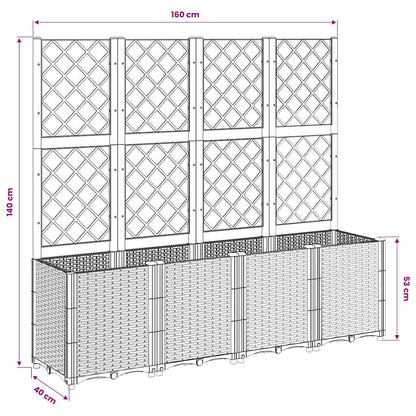 Fioriera da Giardino con Traliccio Marrone 160x40x140 cm in PP