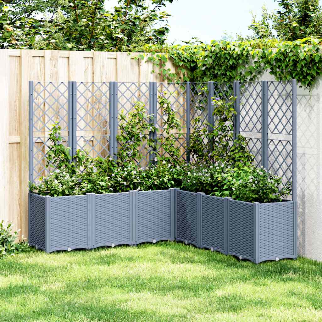Fioriera Giardino con Traliccio Grigio Blu 160x160x140 cm PP