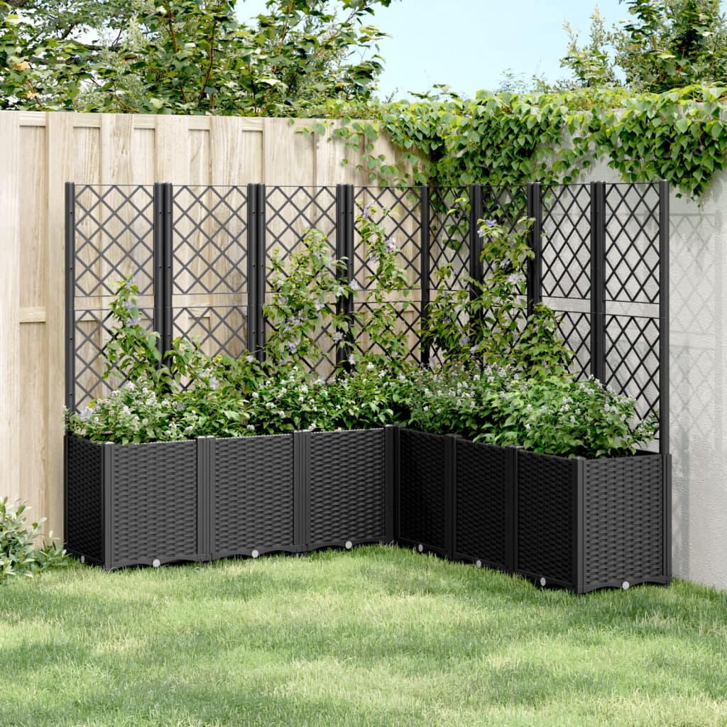 Fioriera da Giardino con Traliccio Nera 160x160x140 cm in PP - homemem39
