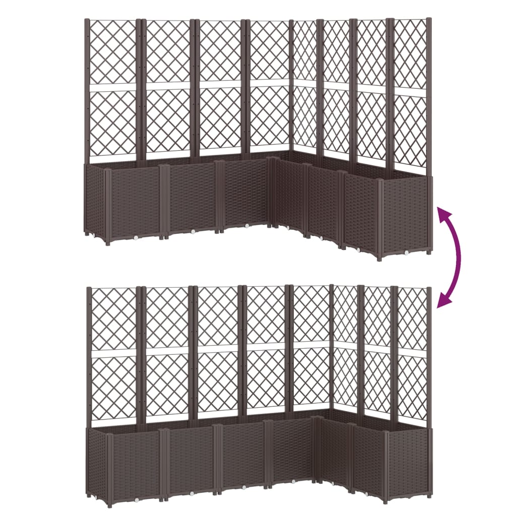 Fioriera da Giardino con Traliccio Marrone 160x160x140 cm in PP | homemem39