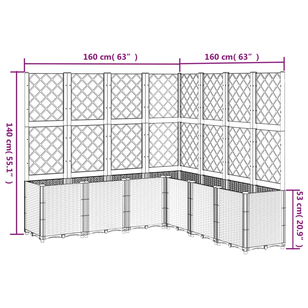 Fioriera da Giardino con Traliccio Marrone 160x160x140 cm in PP | homemem39