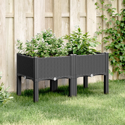 Fioriera da Giardino con Gambe Nera 80x40x42 cm in PP