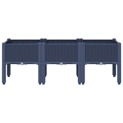 Fioriera da Giardino con Gambe Grigio Blu 120x40x42 cm in PP