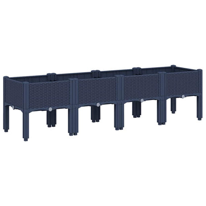 Fioriera da Giardino con Gambe Grigio Blu 160x40x42 cm in PP
