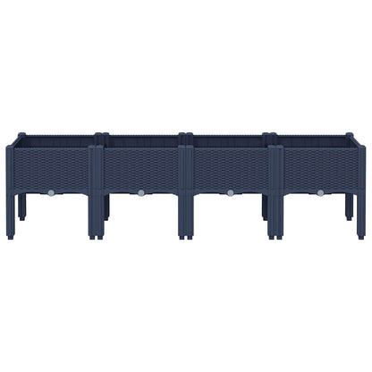 Fioriera da Giardino con Gambe Grigio Blu 160x40x42 cm in PP