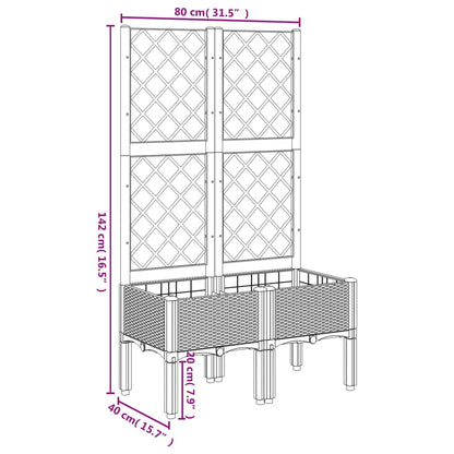 Fioriera da Giardino con Traliccio Marrone 80x40x142 cm in PP