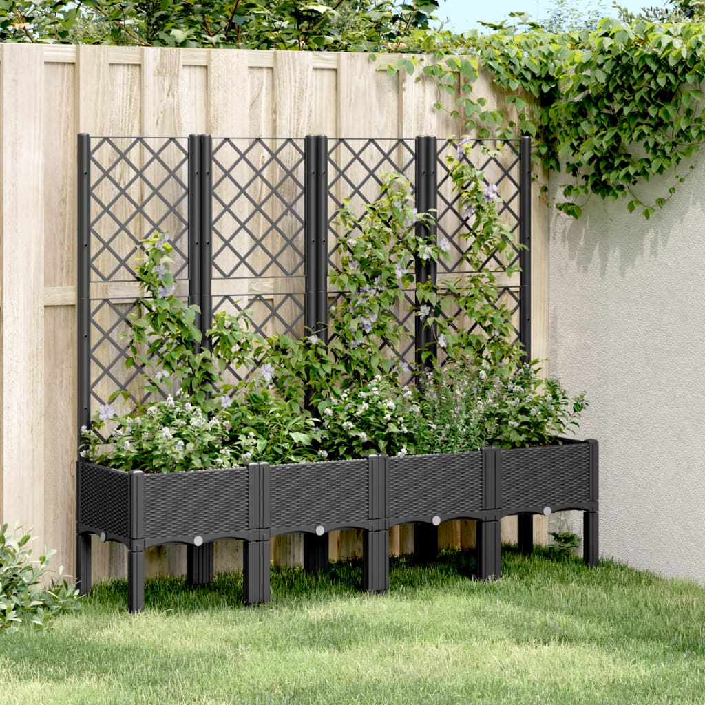 Fioriera da Giardino con Traliccio Nera 160x40x142 cm in PP - homemem39