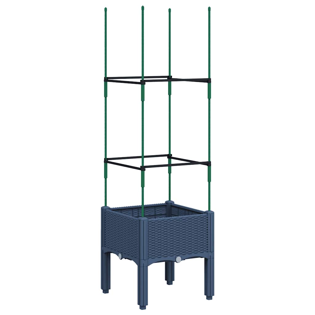 Fioriera da Giardino e Graticcio Grigio Blu 40x40x142,5 cm PP