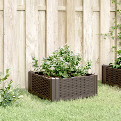 Fioriera da Giardino con Picchetti Marrone 42,5x42,5x28,5 cm PP