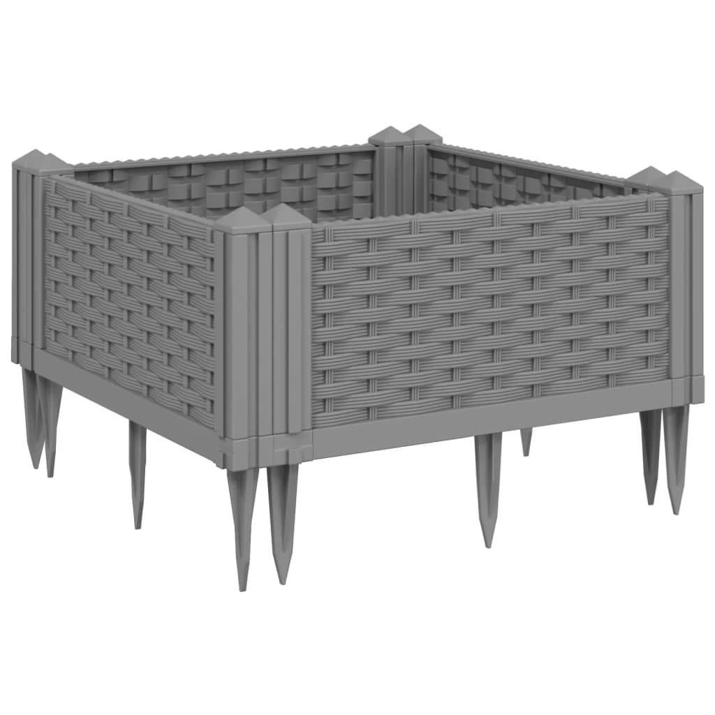 Garden Planter with Spikes Gray 42.5x42.5x28.5 cm PP