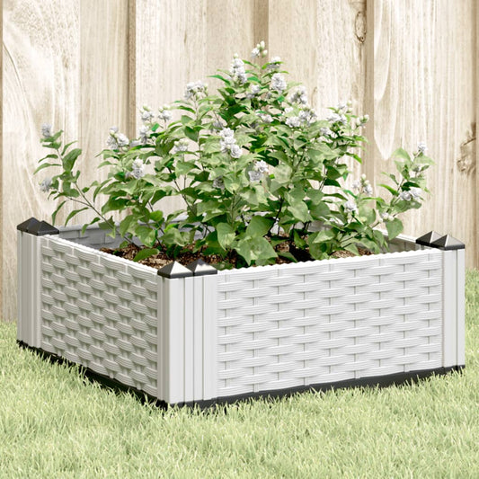 Garden Planter with Stakes White 42.5x42.5x28.5 cm PP