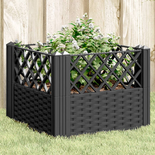 Fioriera da Giardino con Picchetti Nera 43,5x43,5x43,5 cm PP