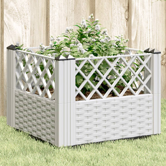 Garden Planter with Stakes White 43.5x43.5x43.5 cm PP