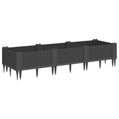 Fioriera da Giardino con Picchetti Nera 125x40x28,5 cm PP