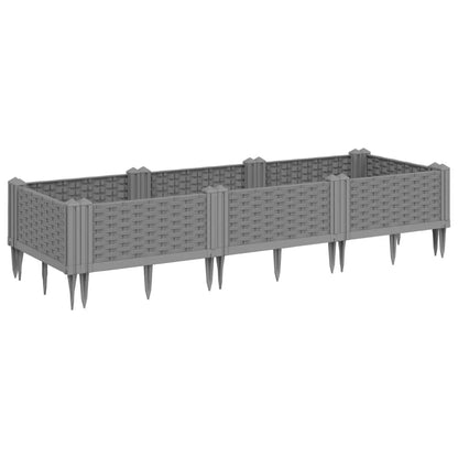 Garden Planter with Light Gray Spikes 125x40x28.5 cm PP