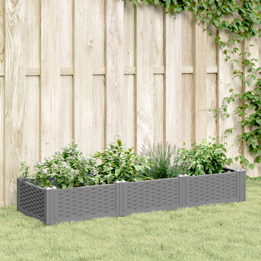 Garden Planter with Light Gray Spikes 125x40x28.5 cm PP