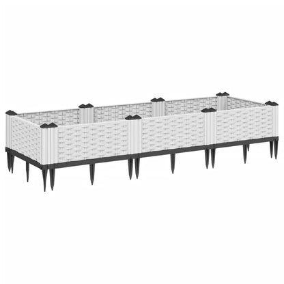 Garden Planter with Stakes White 125x40x28.5 cm PP