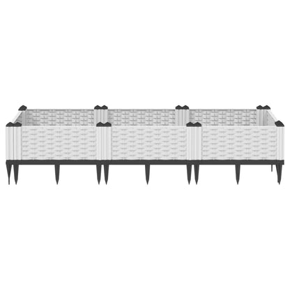 Garden Planter with Stakes White 125x40x28.5 cm PP