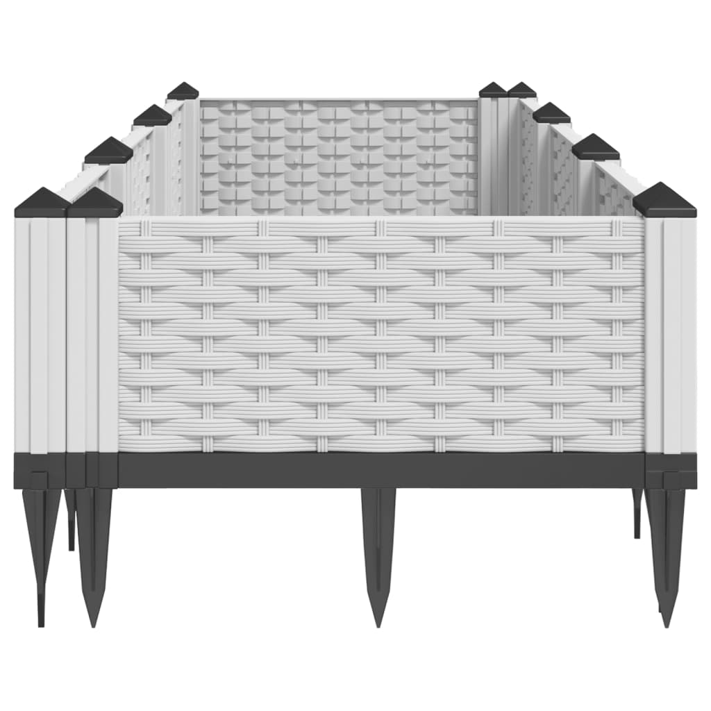 Garden Planter with Stakes White 125x40x28.5 cm PP