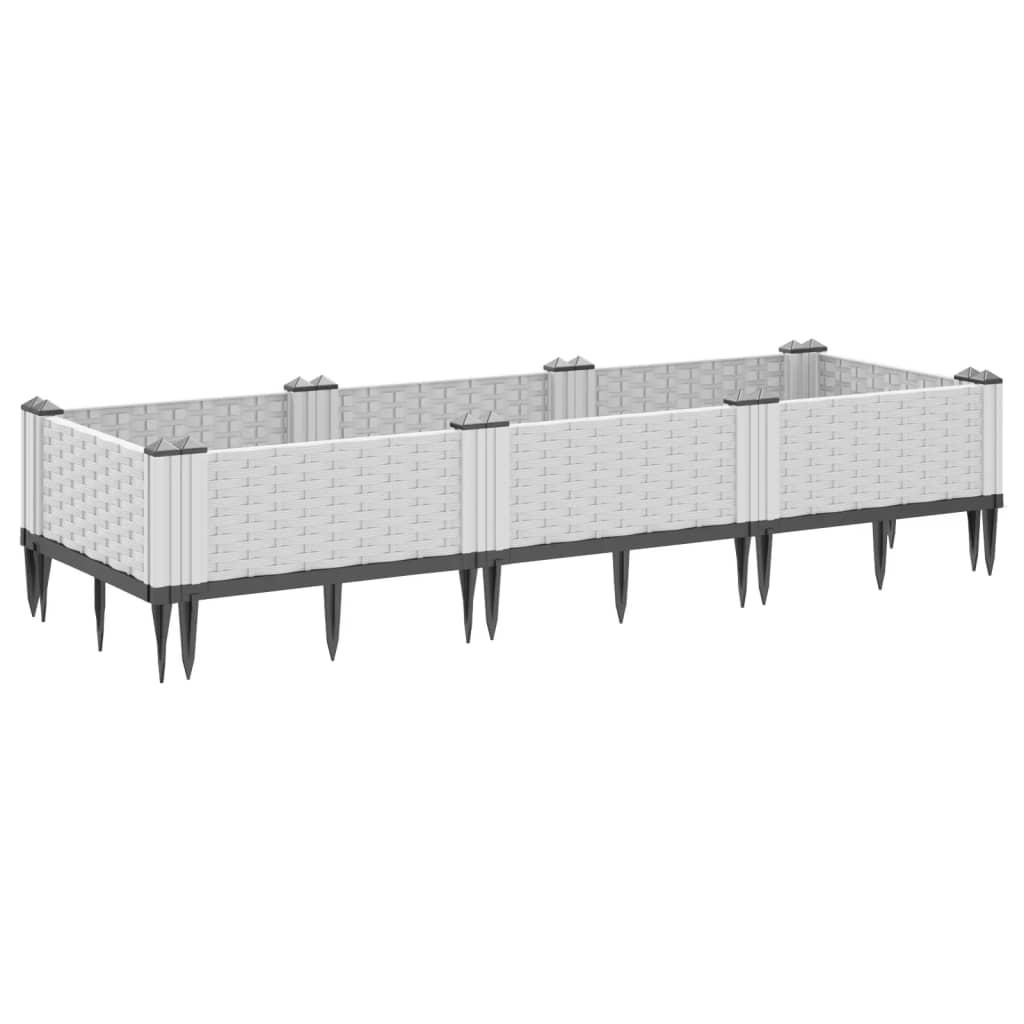 Garden Planter with Stakes White 125x40x28.5 cm PP