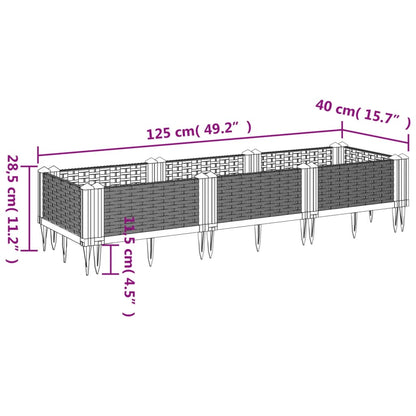 Garden Planter with Stakes White 125x40x28.5 cm PP