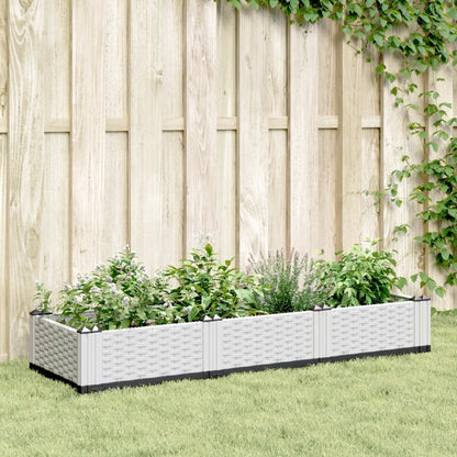 Garden Planter with Stakes White 125x40x28.5 cm PP