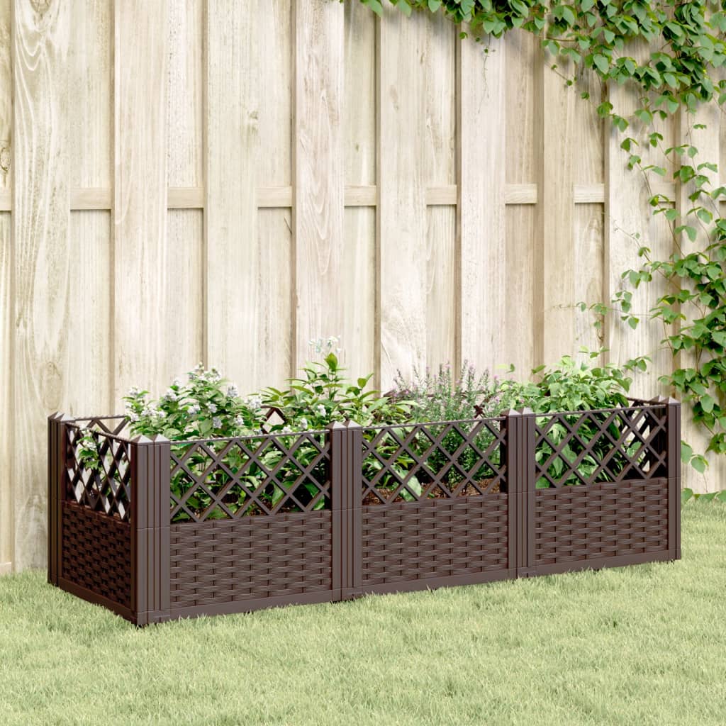 Fioriera da Giardino con Picchetti Marrone 123,5x43,5x43,5cm PP