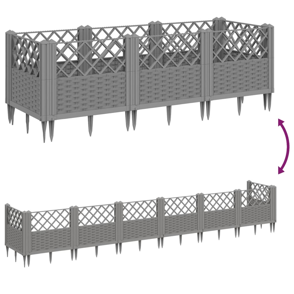 Garden Planter Light Gray Spikes 123.5x43.5x43.5 cm PP