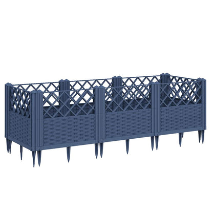 Fioriera Giardino Picchetti Grigio Blu 123,5x43,5x43,5 cm PP