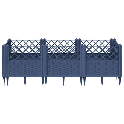 Fioriera Giardino Picchetti Grigio Blu 123,5x43,5x43,5 cm PP