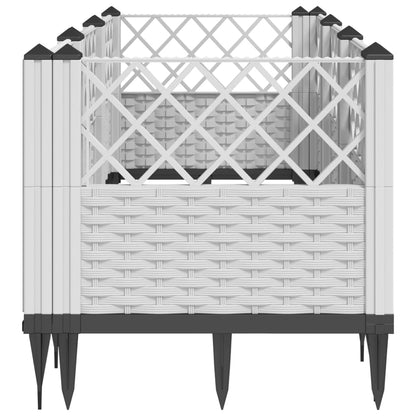 Garden Planter with Stakes White 123.5x43.5x43.5 cm PP