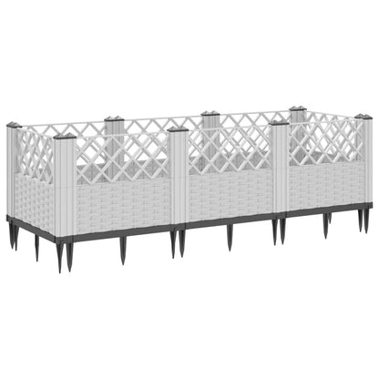 Garden Planter with Stakes White 123.5x43.5x43.5 cm PP