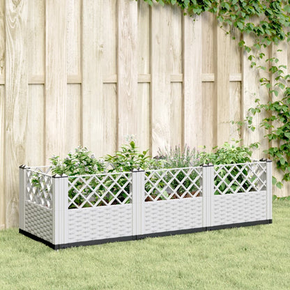 Garden Planter with Stakes White 123.5x43.5x43.5 cm PP