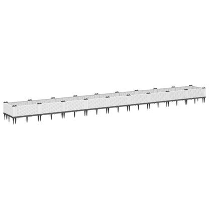 Garden Planter with Stakes White 362.5x42.5x28.5 cm PP